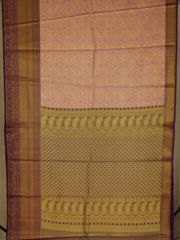 Dusty Rose Dharmavaram Inspired Semi Silk Saree with Medium Medium Contrast Border