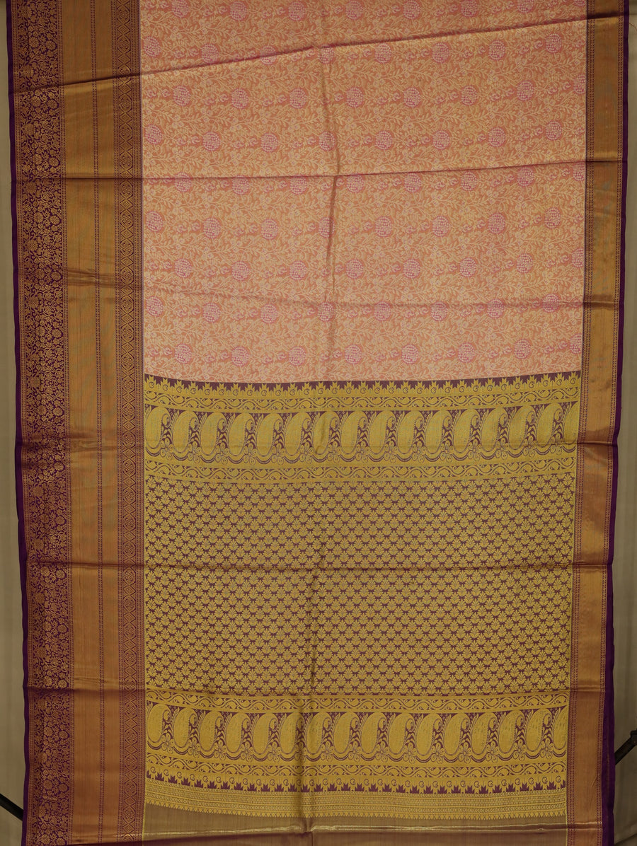 Dusty Rose Dharmavaram Inspired Semi Silk Saree with Medium Medium Contrast Border
