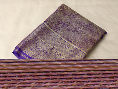 Aubergine Purple Dharmavaram Inspired Semi Silk Saree with Medium Medium Contrast Border