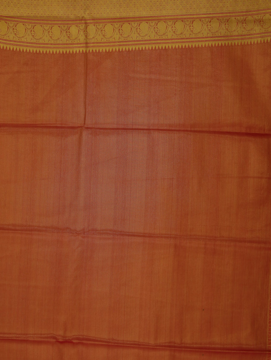 Sage Green Kanchipuram Inspired Semi Silk Saree with Wide Wide Contrast Border