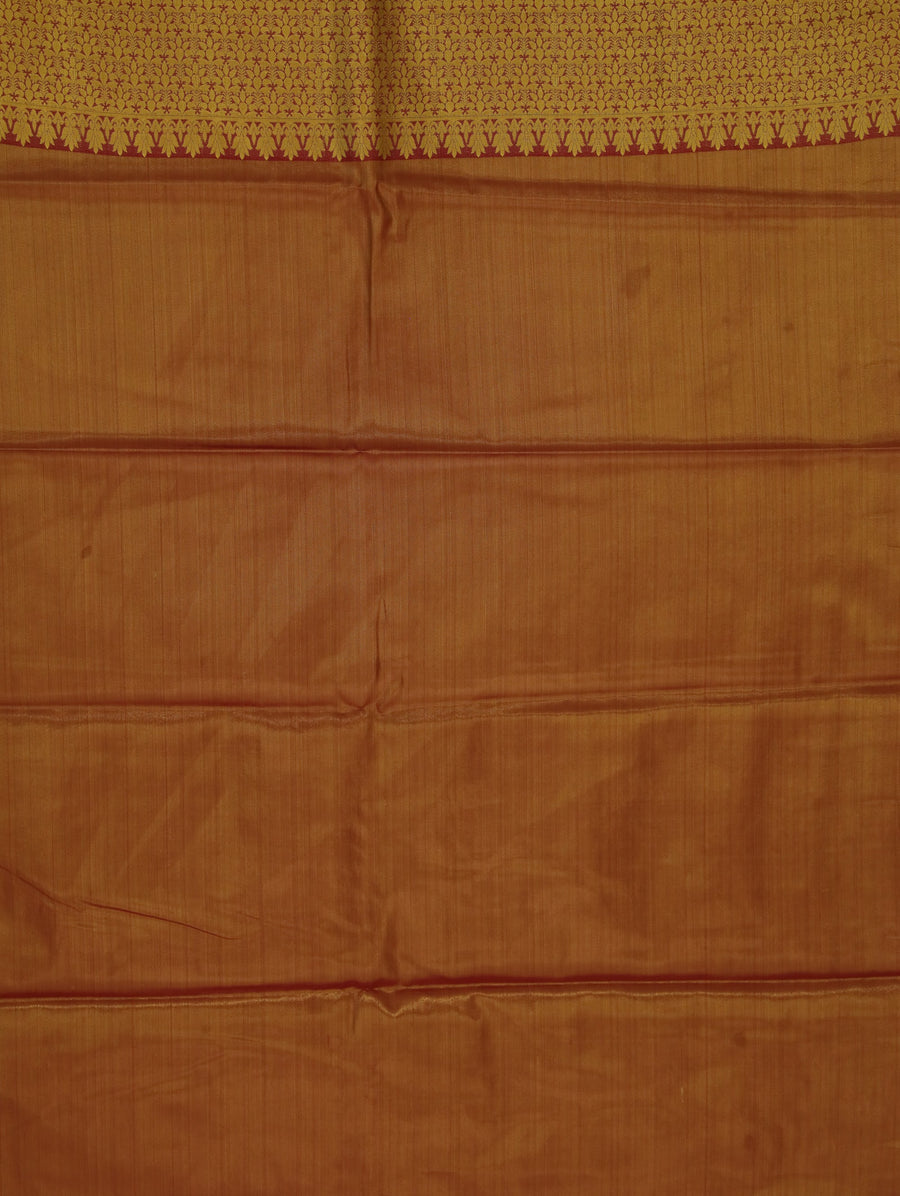 Champagne Gold Dharmavaram Inspired Semi Silk Saree with Wide Wide Contrast Border