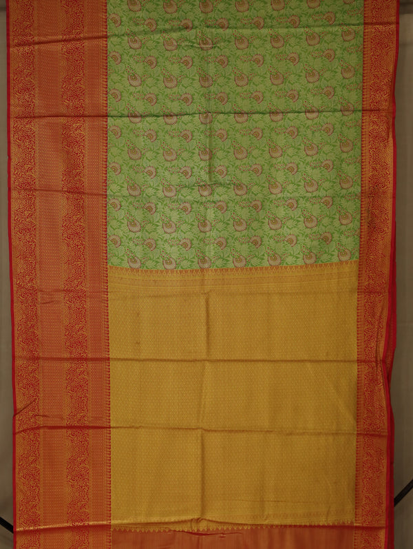 Sage Green Dharmavaram Inspired Semi Silk Saree with Wide Wide Contrast Border