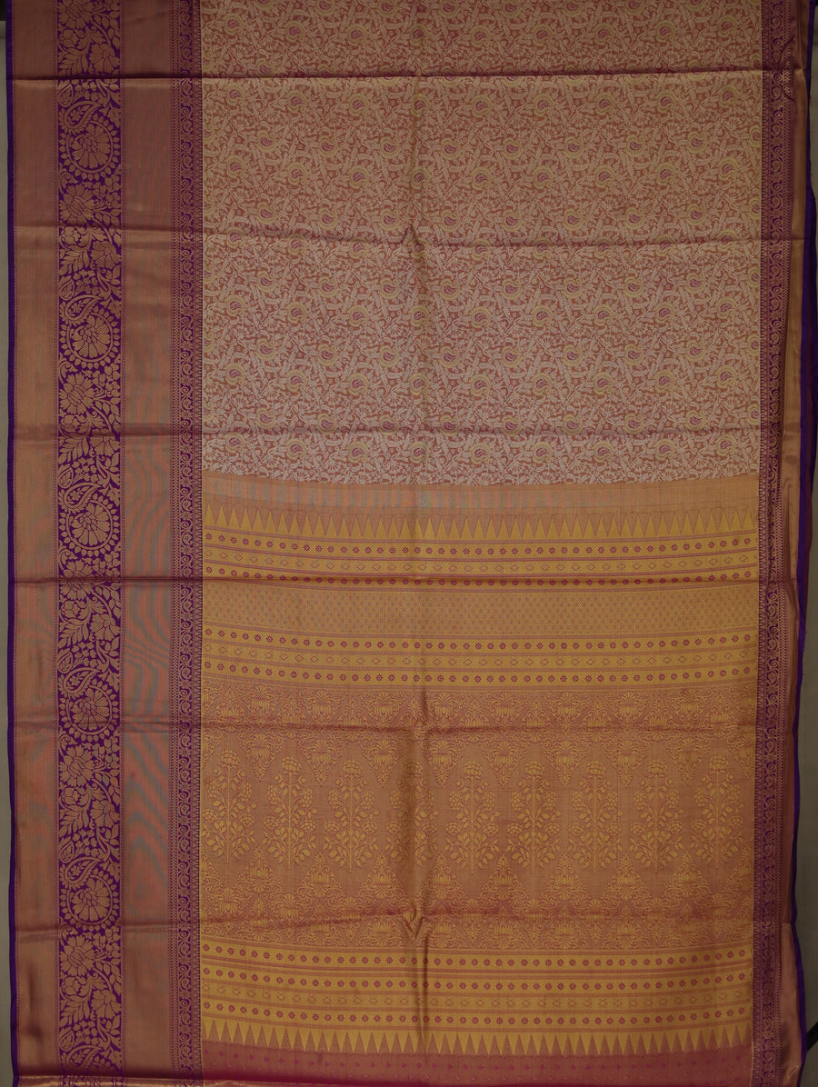Blush Pink Dharmavaram Inspired Semi Silk Saree with Wide Wide Contrast Border