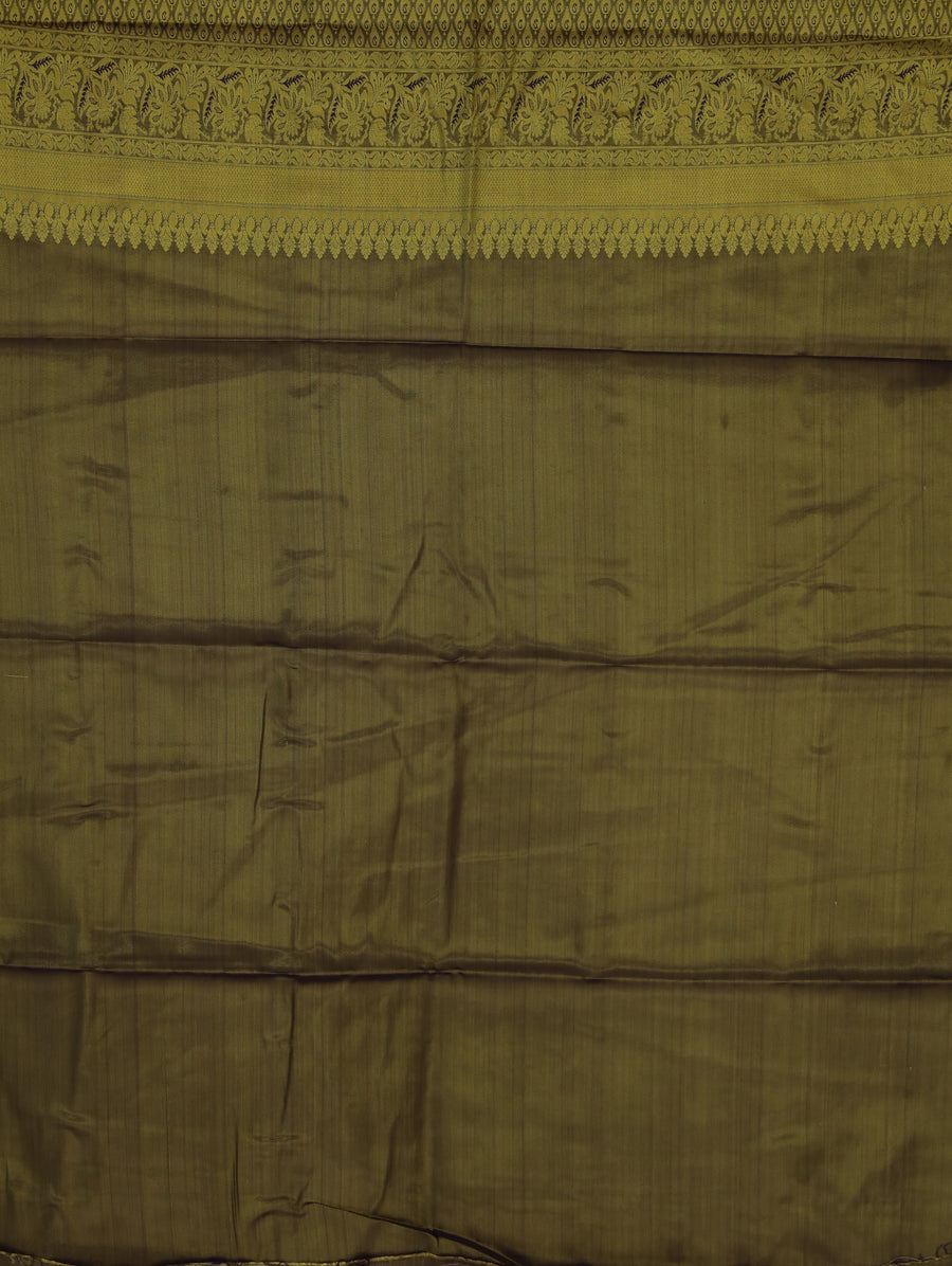 Burnt Orange Dharmavaram Inspired Semi Silk Saree with Narrow Narrow Contrast Border