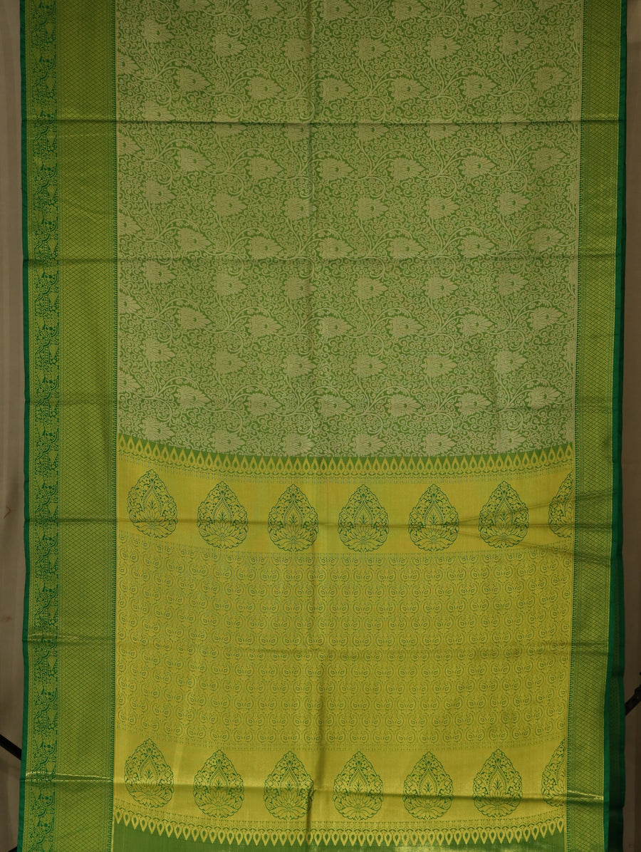 Lime Green Uppada Inspired Semi Silk Saree with Wide Wide Self Border