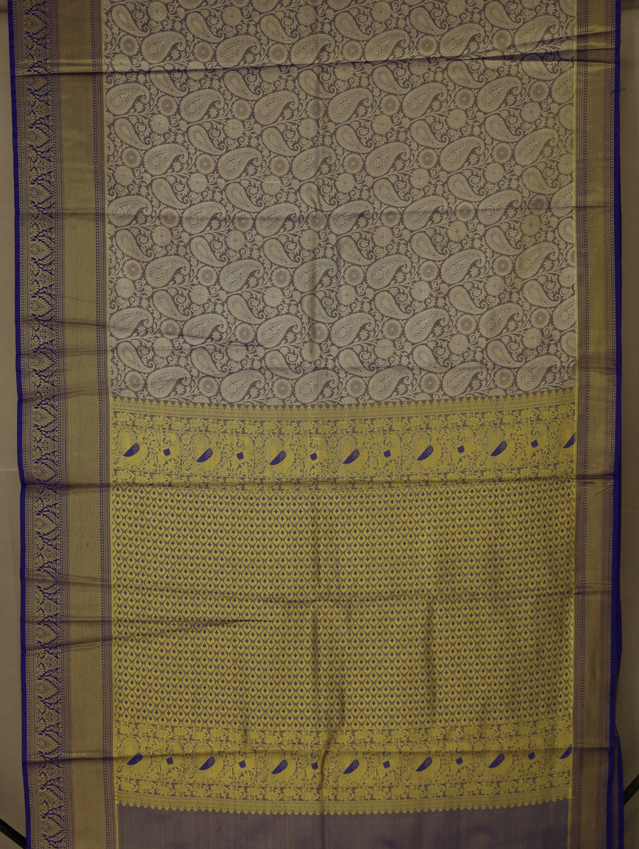 Olive Green Dharmavaram Inspired Semi Silk Saree with Medium Medium Contrast Border