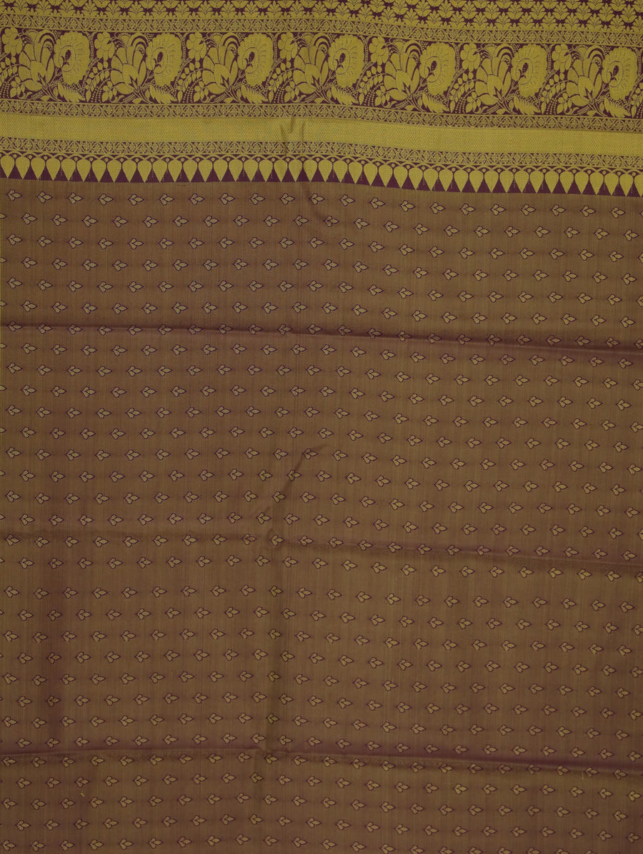 Champagne Gold Dharmavaram Inspired Semi Silk Saree with Wide Wide Contrast Border