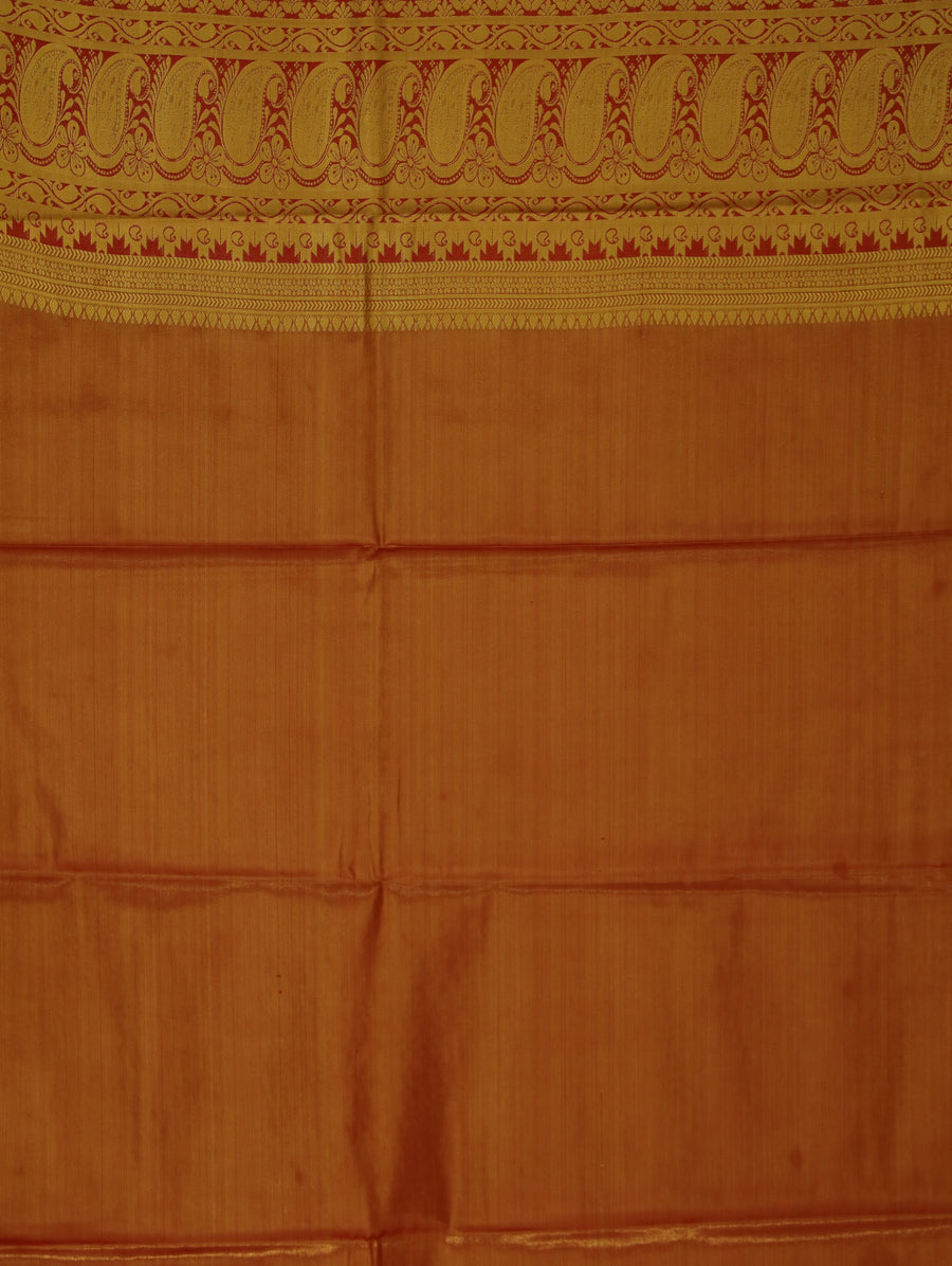 Burnt Orange Dharmavaram Inspired Semi Silk Saree with Medium Medium Contrast Border