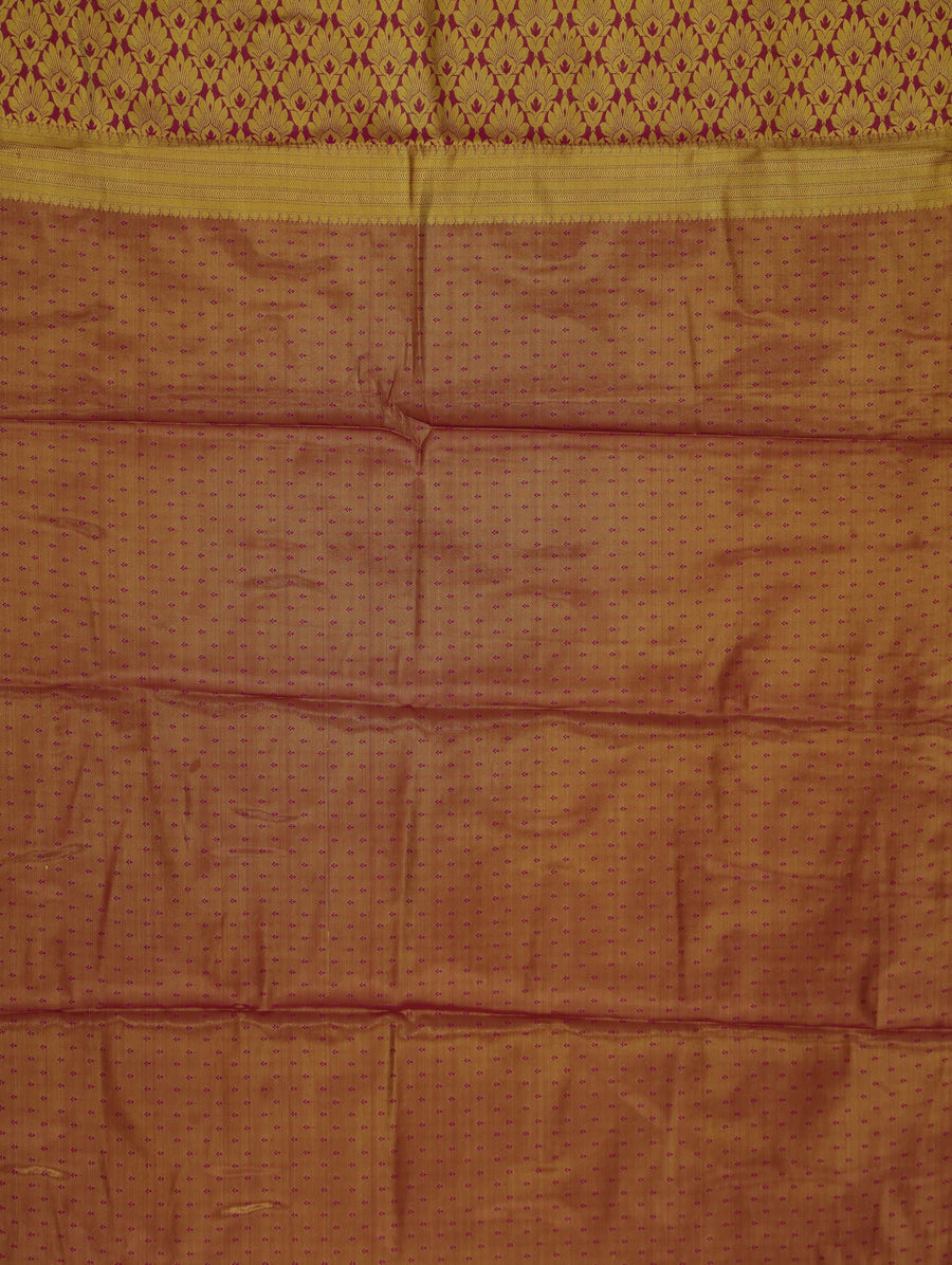 Saffron Gold Dharmavaram Inspired Semi Silk Saree with Wide Wide Contrast Border