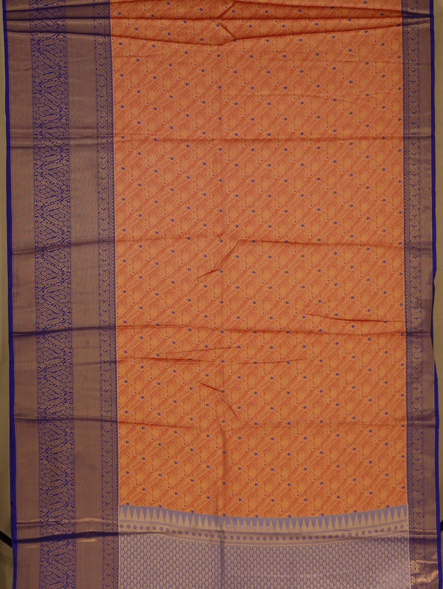 Burnt Orange Uppada Inspired Semi Silk Saree with Wide Wide Contrast Border