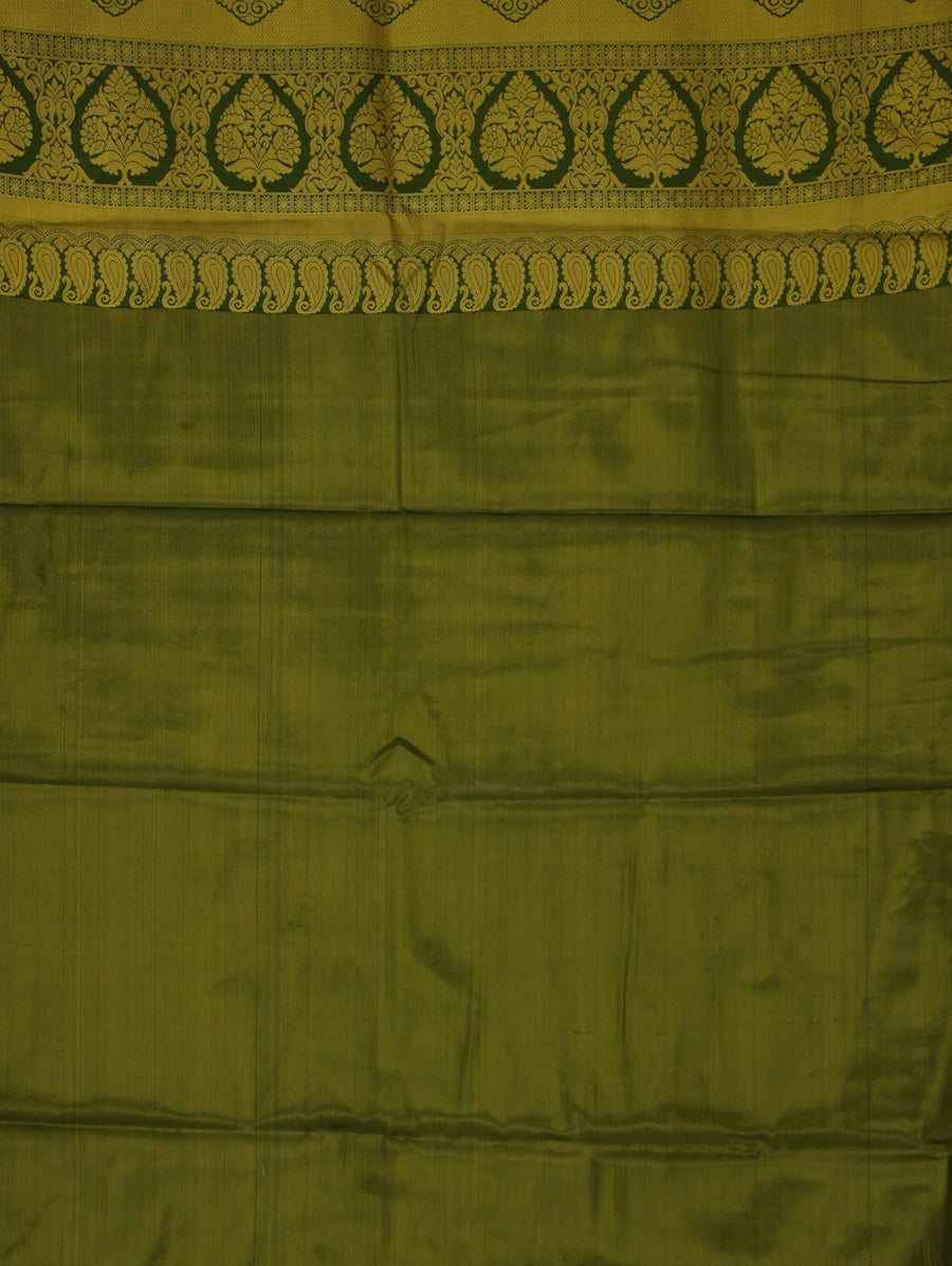 Olive Green Kanchipuram Inspired Semi Silk Saree with Wide Wide Self Border