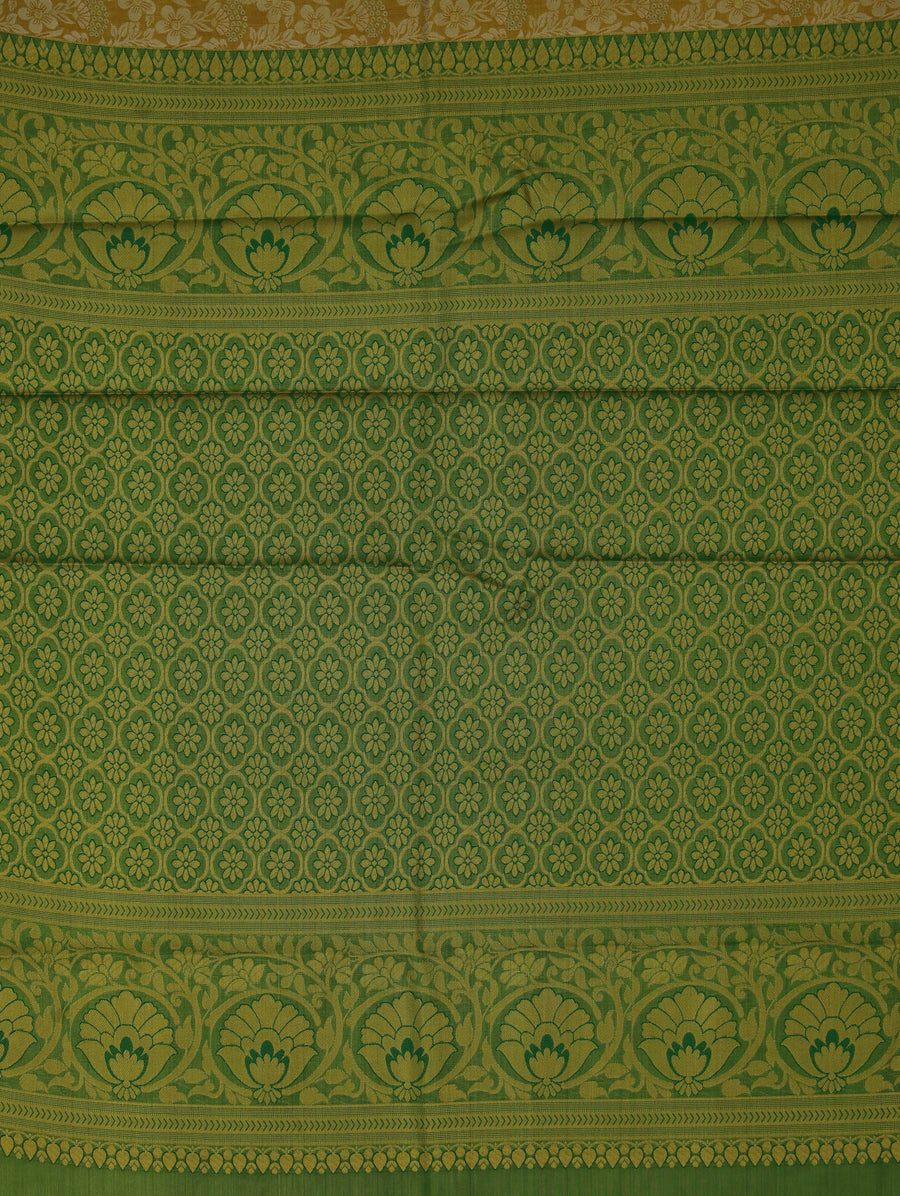 Sage Green Mysore Inspired Semi Silk Saree with Medium Medium Self Border