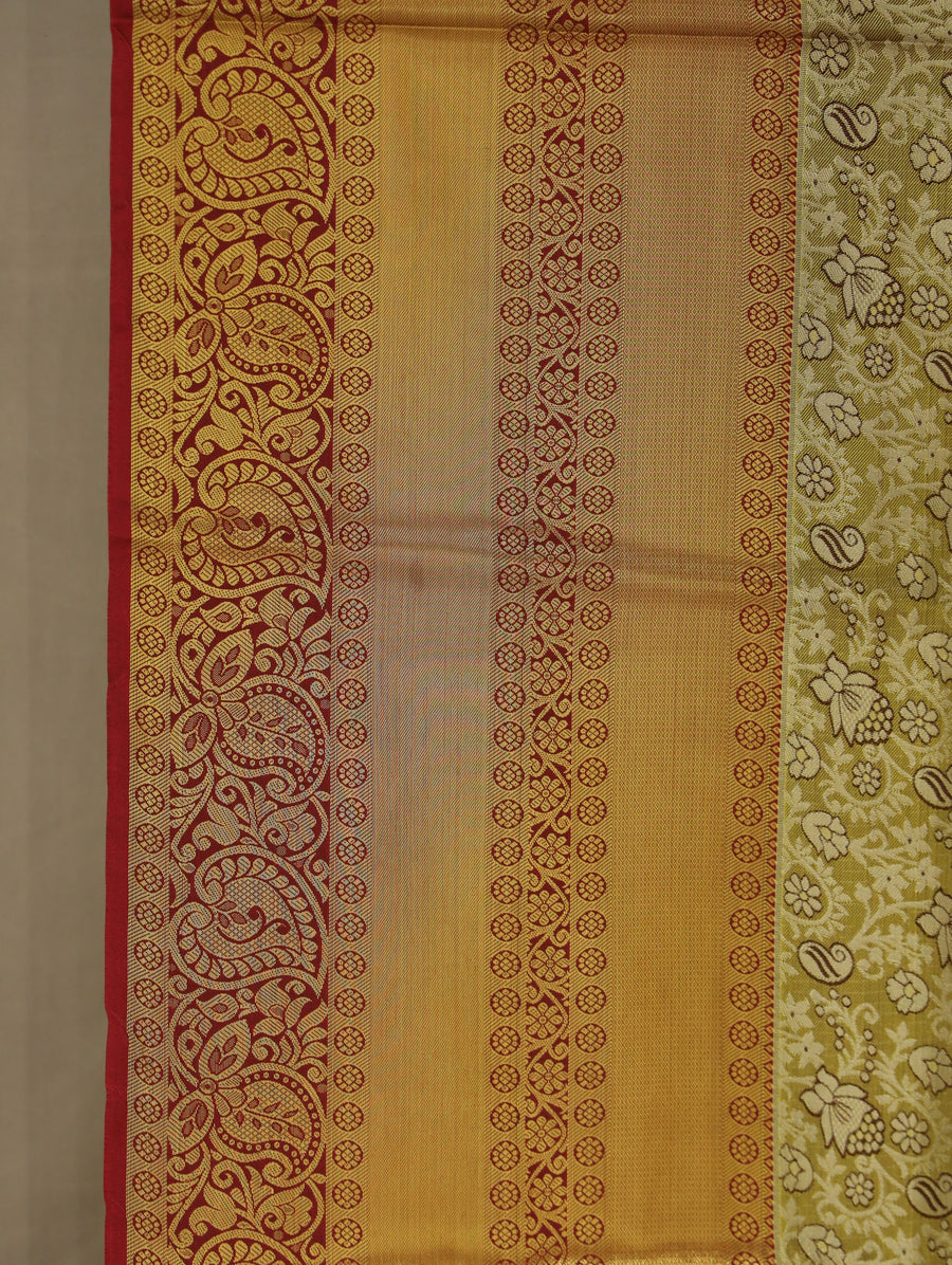 Mustard Gold Mysore Inspired Semi Silk Saree with Wide Wide Contrast Border