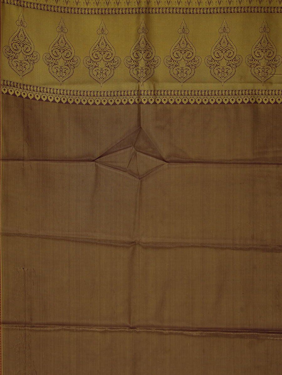 Antique Gold Dharmavaram Inspired Semi Silk Saree with Medium Medium Contrast Border