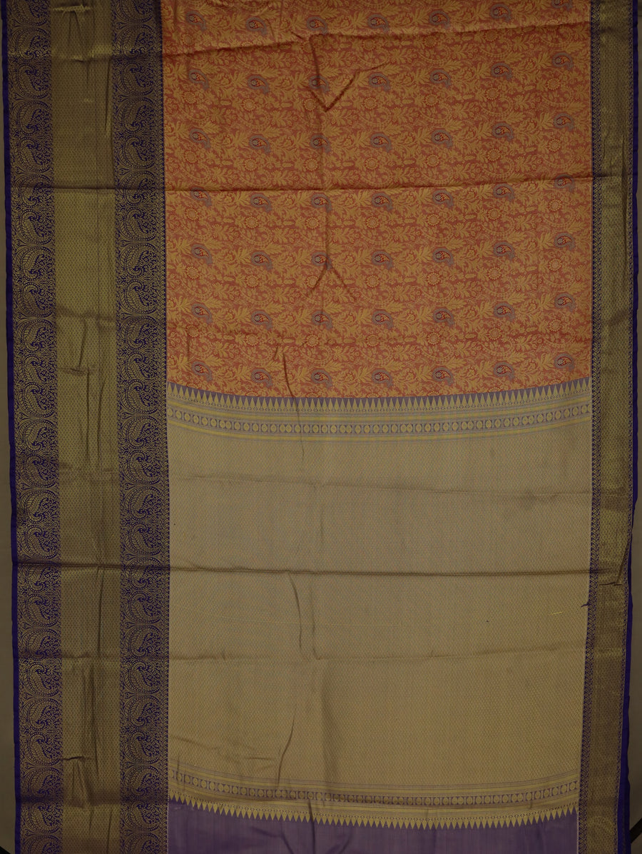 Amber Beige Uppada Inspired Semi Silk Saree with Medium Medium Contrast Border