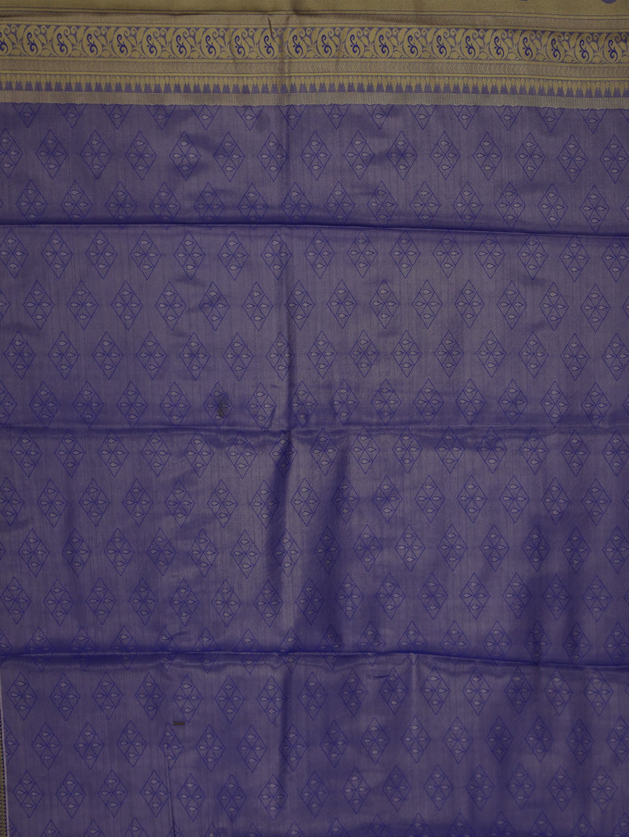 Lavender Mist Kanchipuram Inspired Semi Silk Saree with Wide Wide Contrast Border