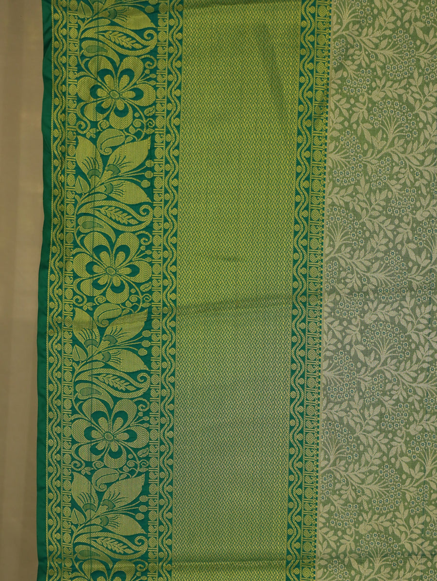 Sage Green Uppada Inspired Semi Silk Saree with Wide Wide Contrast Border