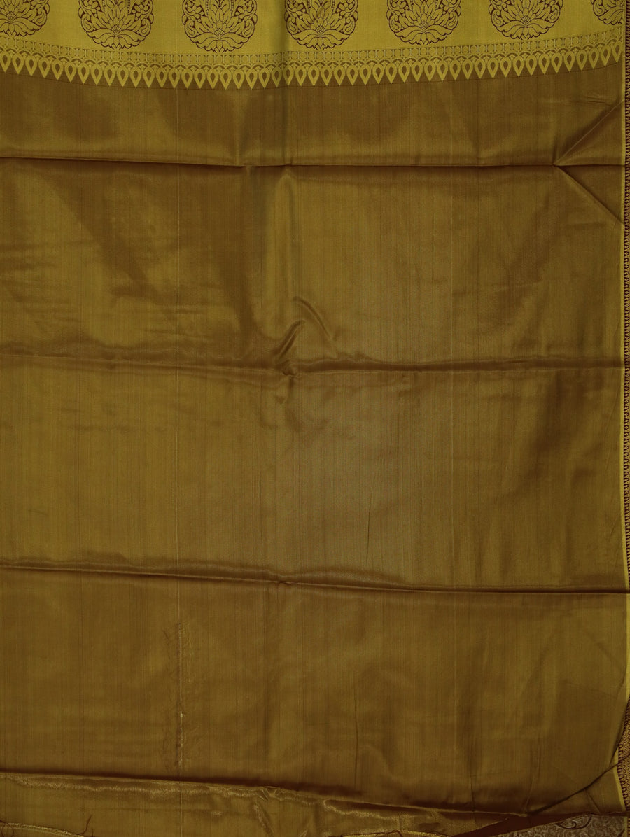 Champagne Gold Dharmavaram Inspired Semi Silk Saree with Medium Medium Contrast Border