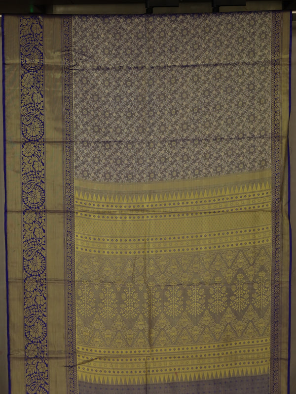 Muted Lavender Dharmavaram Inspired Semi Silk Saree with Wide Wide Contrast Border