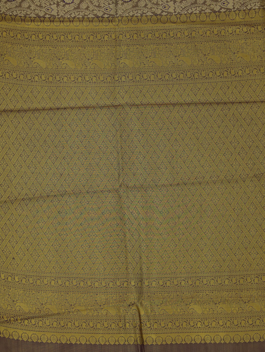 Champagne Gold Dharmavaram Inspired Semi Silk Saree with Medium Medium Contrast Border
