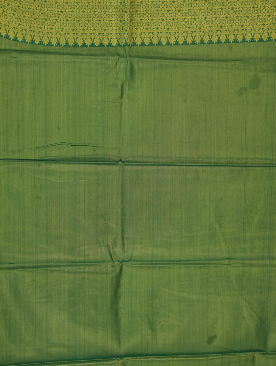 Meadow Green Dharmavaram Inspired Semi Silk Saree with Medium Medium Contrast Border