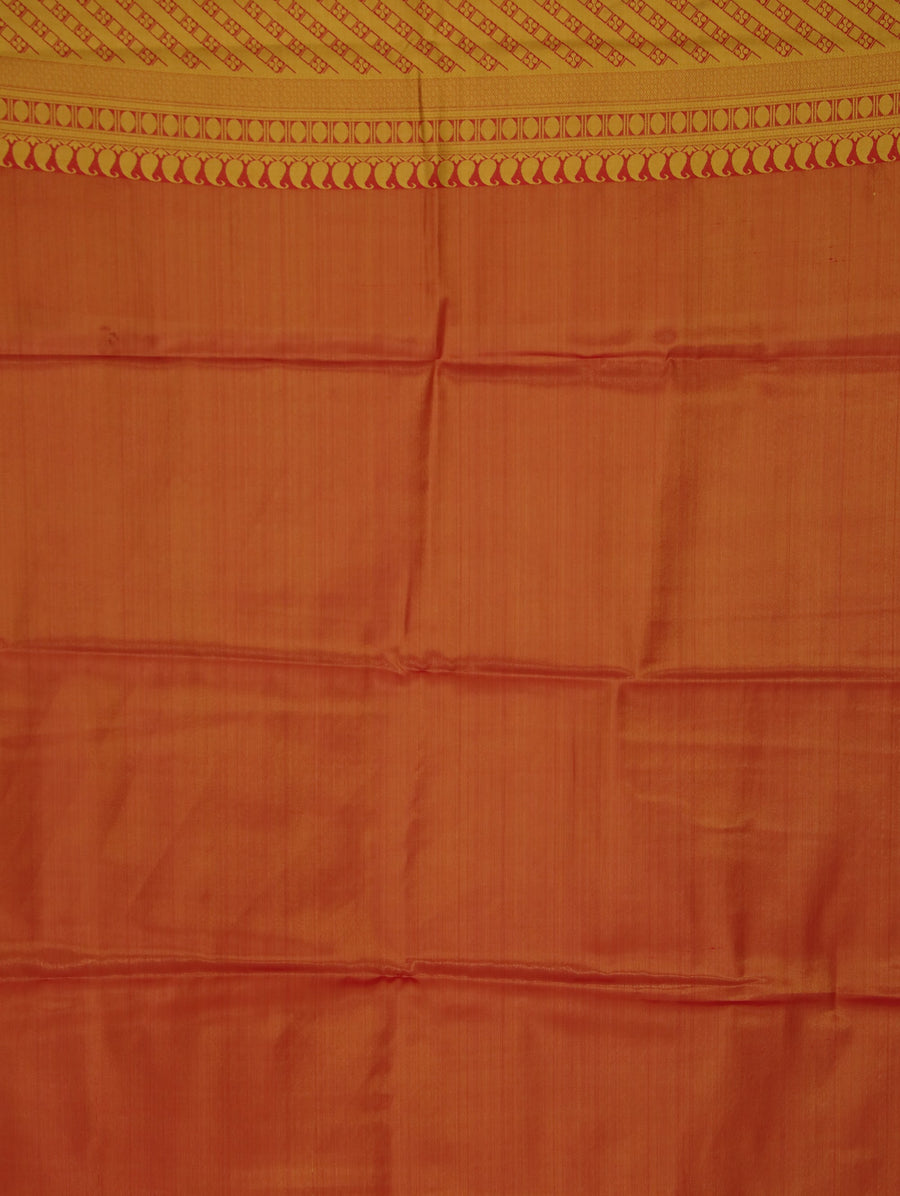 Sunset Orange Dharmavaram Inspired Semi Silk Saree with Wide Wide Self Border