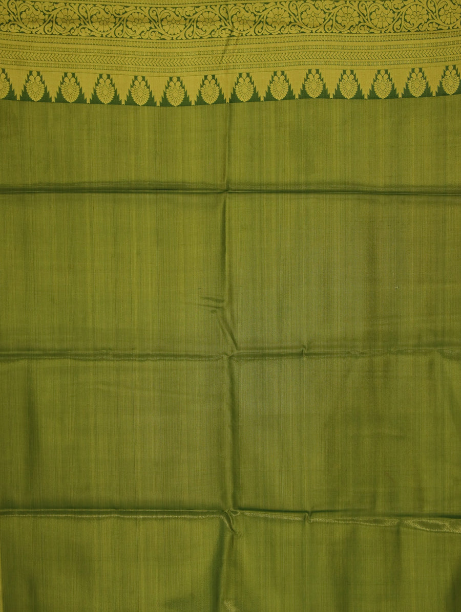 Olive Green Uppada Inspired Semi Silk Saree with Medium Medium Self Border