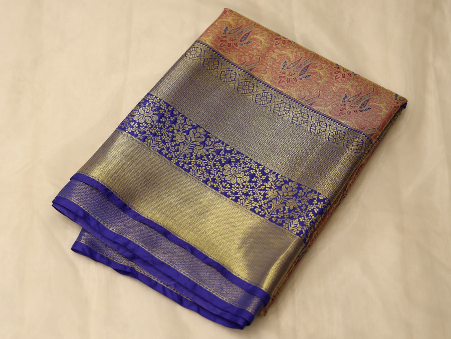 Olive Green Uppada Inspired Semi Silk Saree with Medium Medium Contrast Border