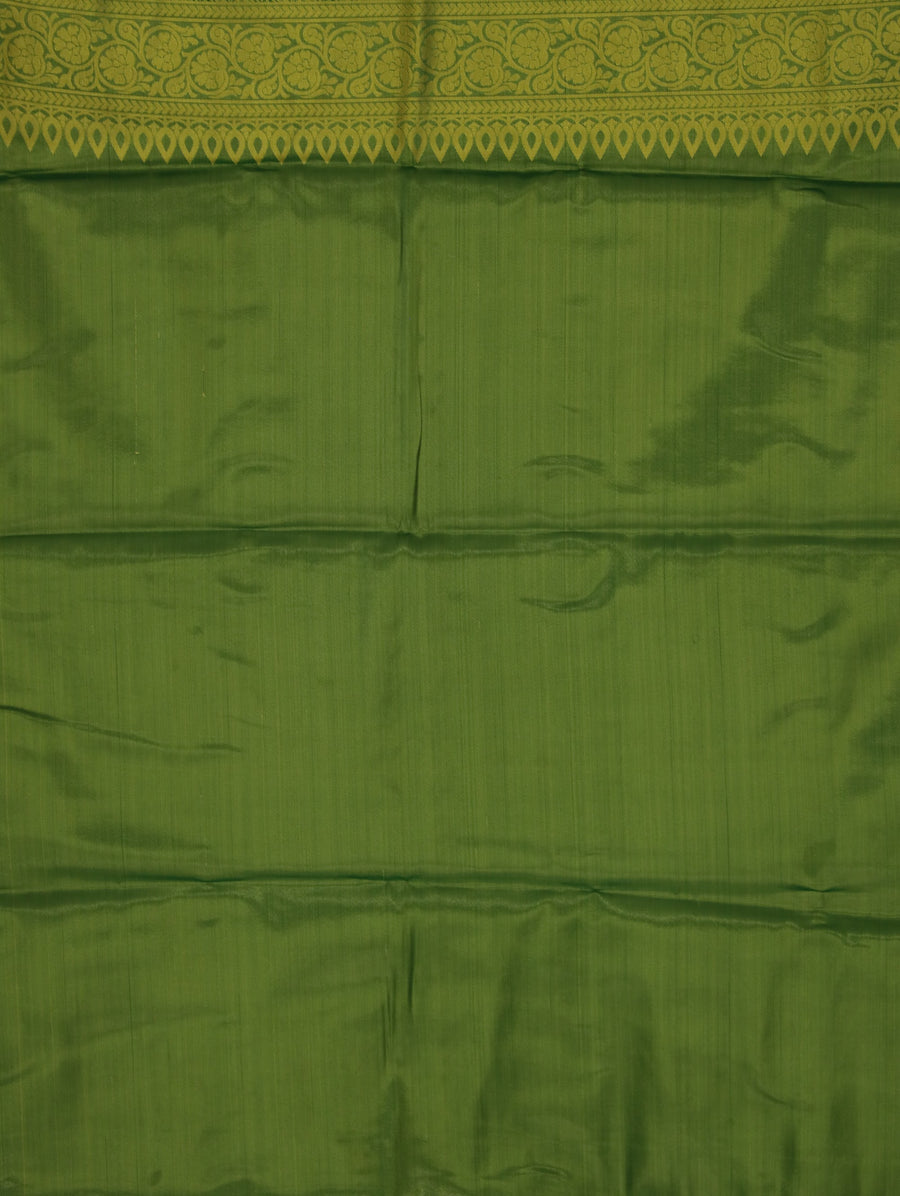 Moss Green Kanchipuram Inspired Semi Silk Saree with Wide Wide Self Border