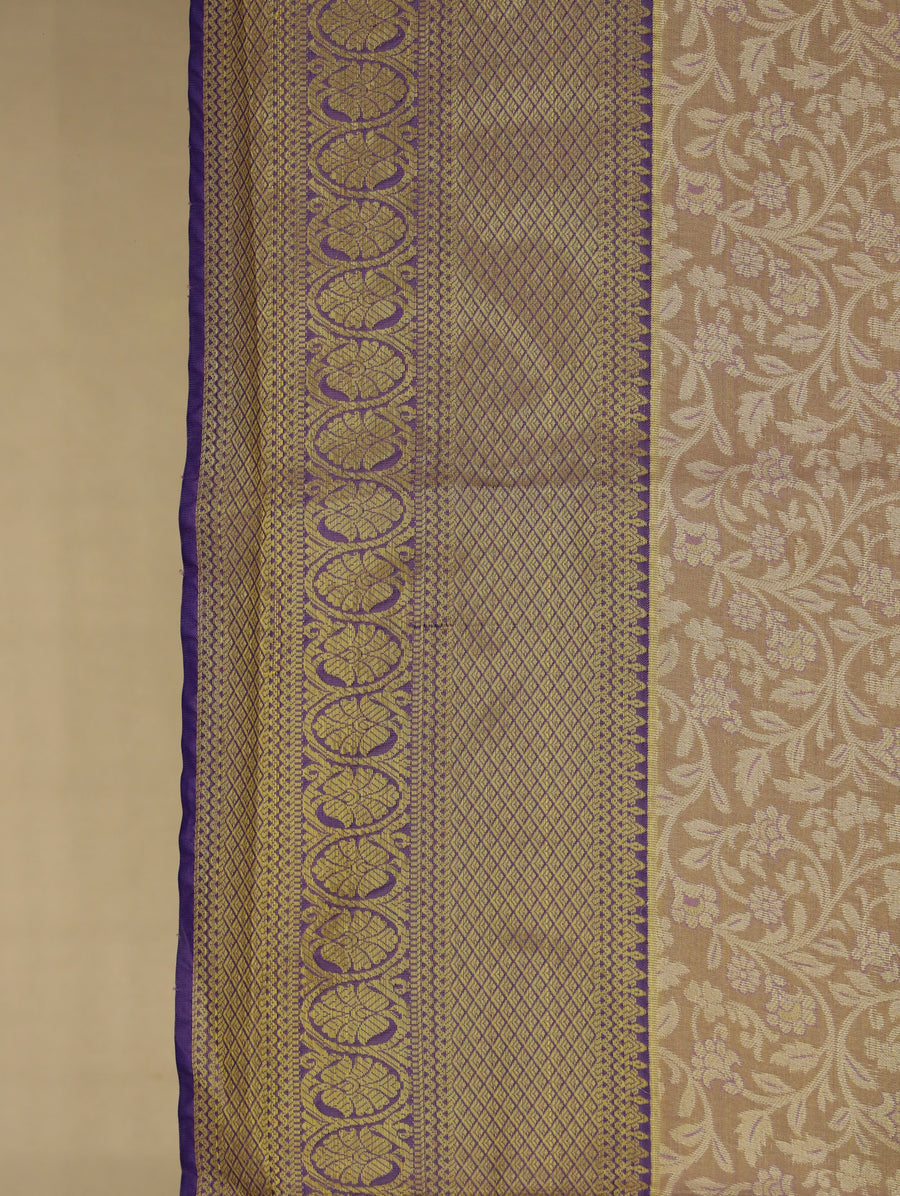 Champagne Gold Dharmavaram Inspired Semi Silk Saree with Medium Medium Contrast Border