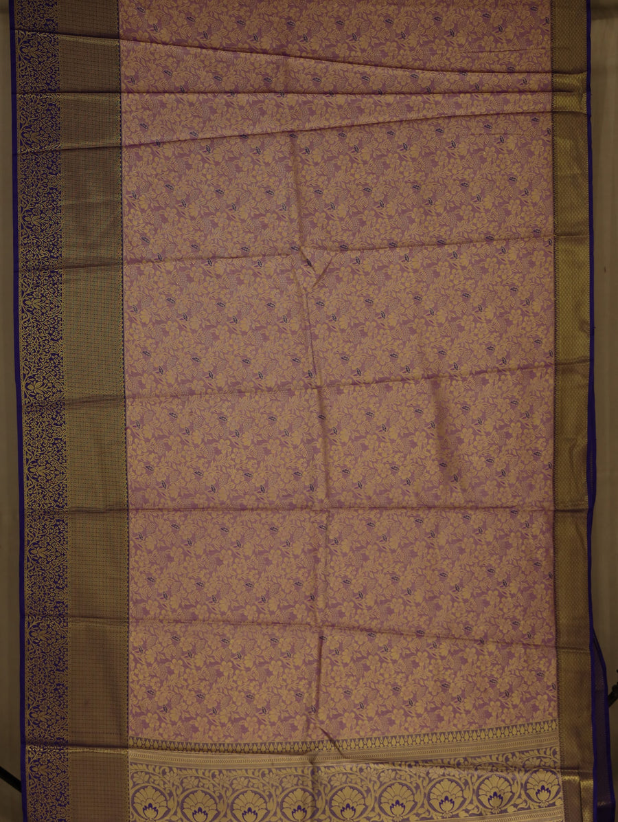 Lavender Blush Kanchipuram Inspired Semi Silk Saree with Wide Wide Contrast Border