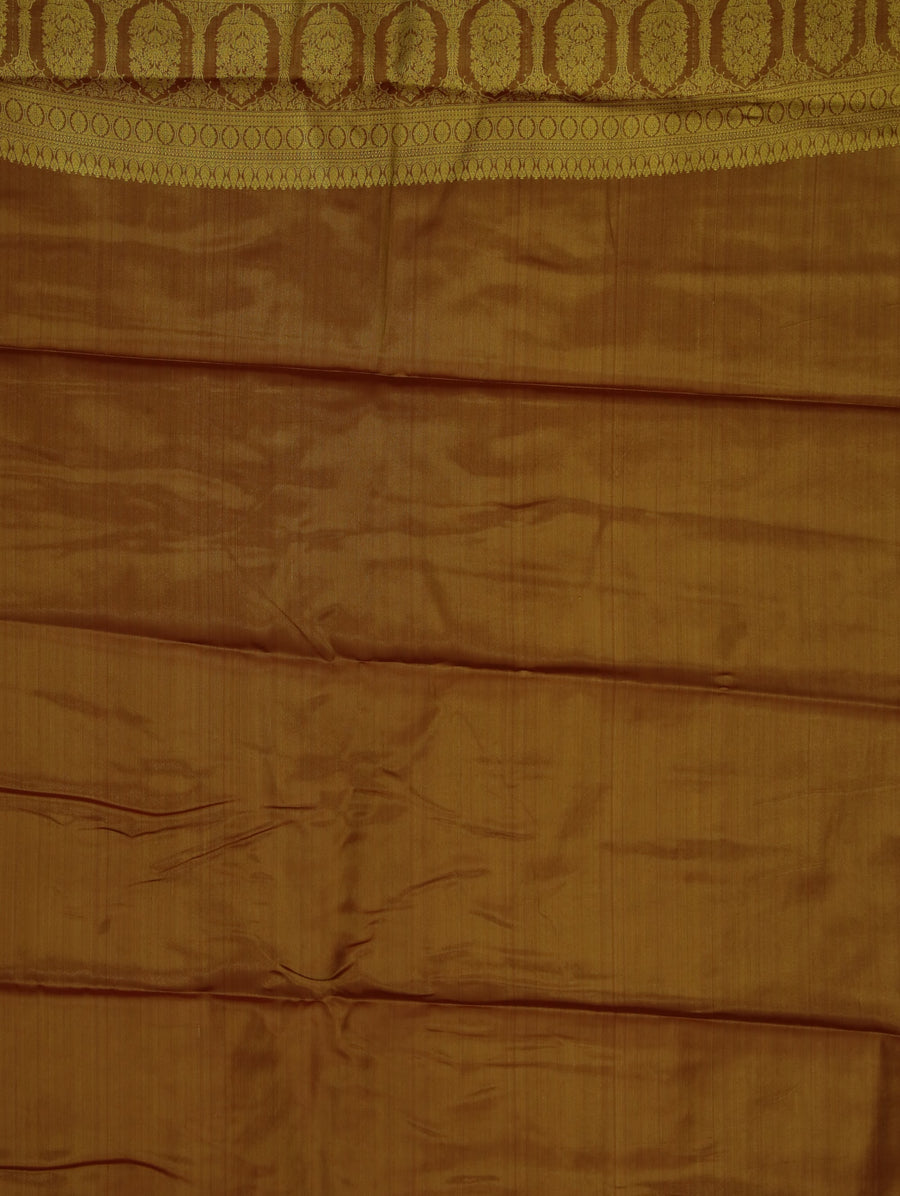 Burnt Sienna Dharmavaram Inspired Semi Silk Saree with Wide Wide Contrast Border