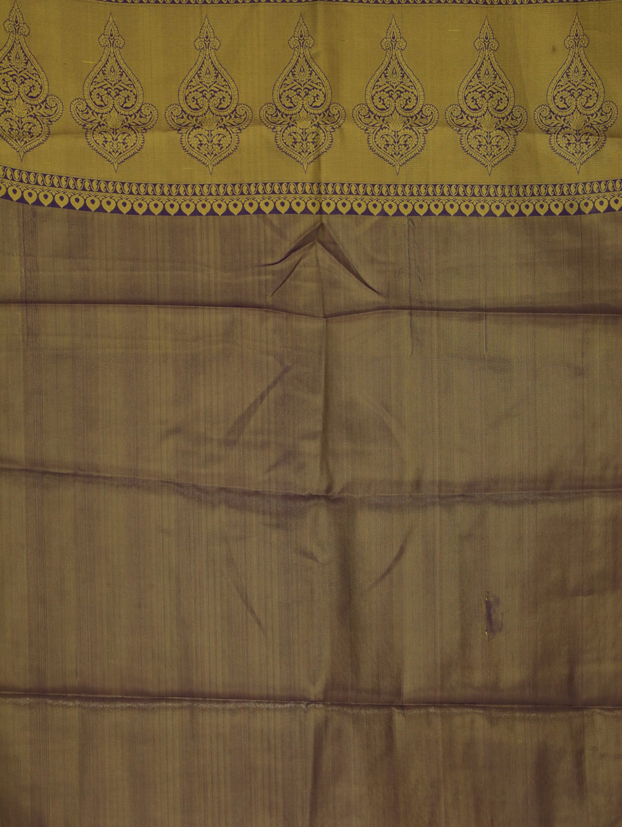 Champagne Gold Dharmavaram Inspired Semi Silk Saree with Wide Wide Contrast Border