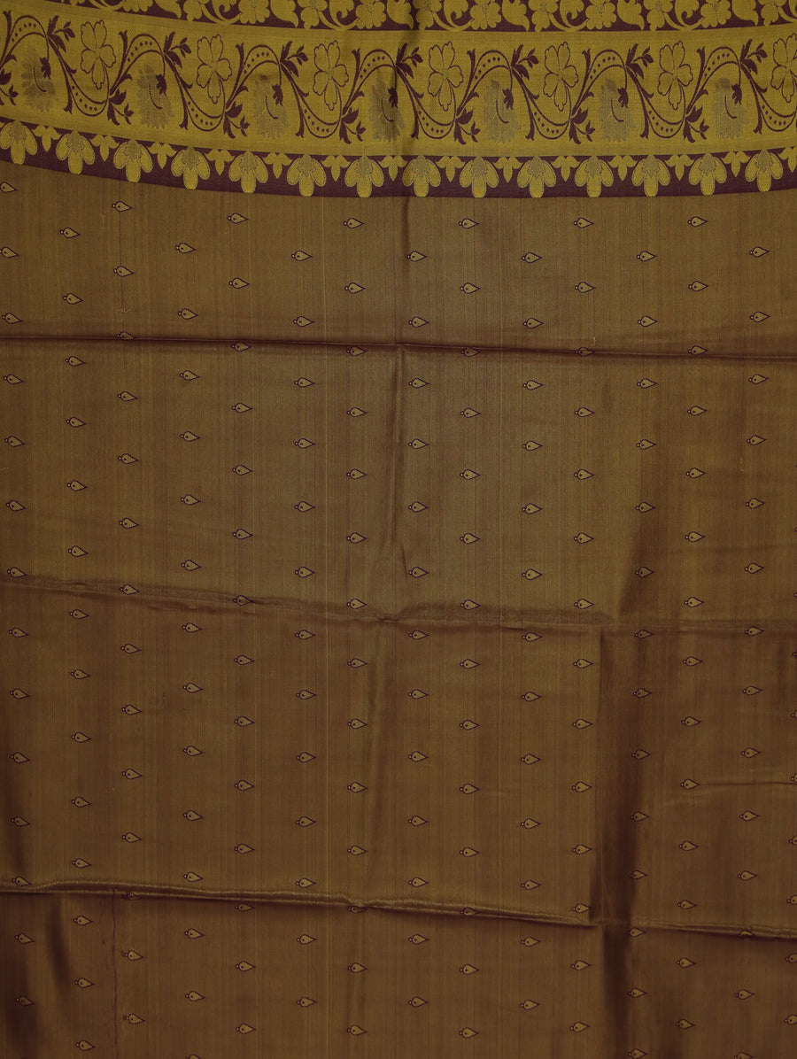 Champagne Gold Dharmavaram Inspired Semi Silk Saree with Medium Medium Contrast Border