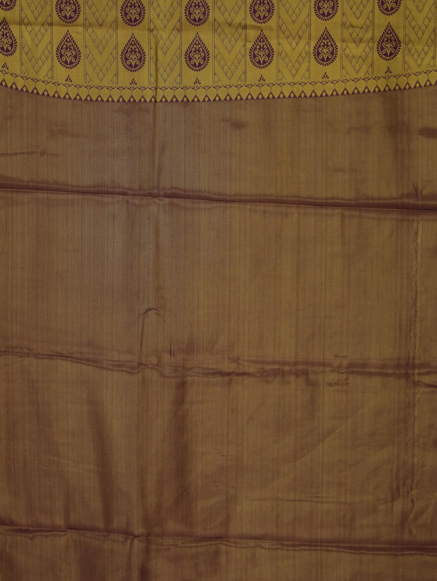 Mustard Gold Dharmavaram Inspired Semi Silk Saree with Wide Wide Contrast Border