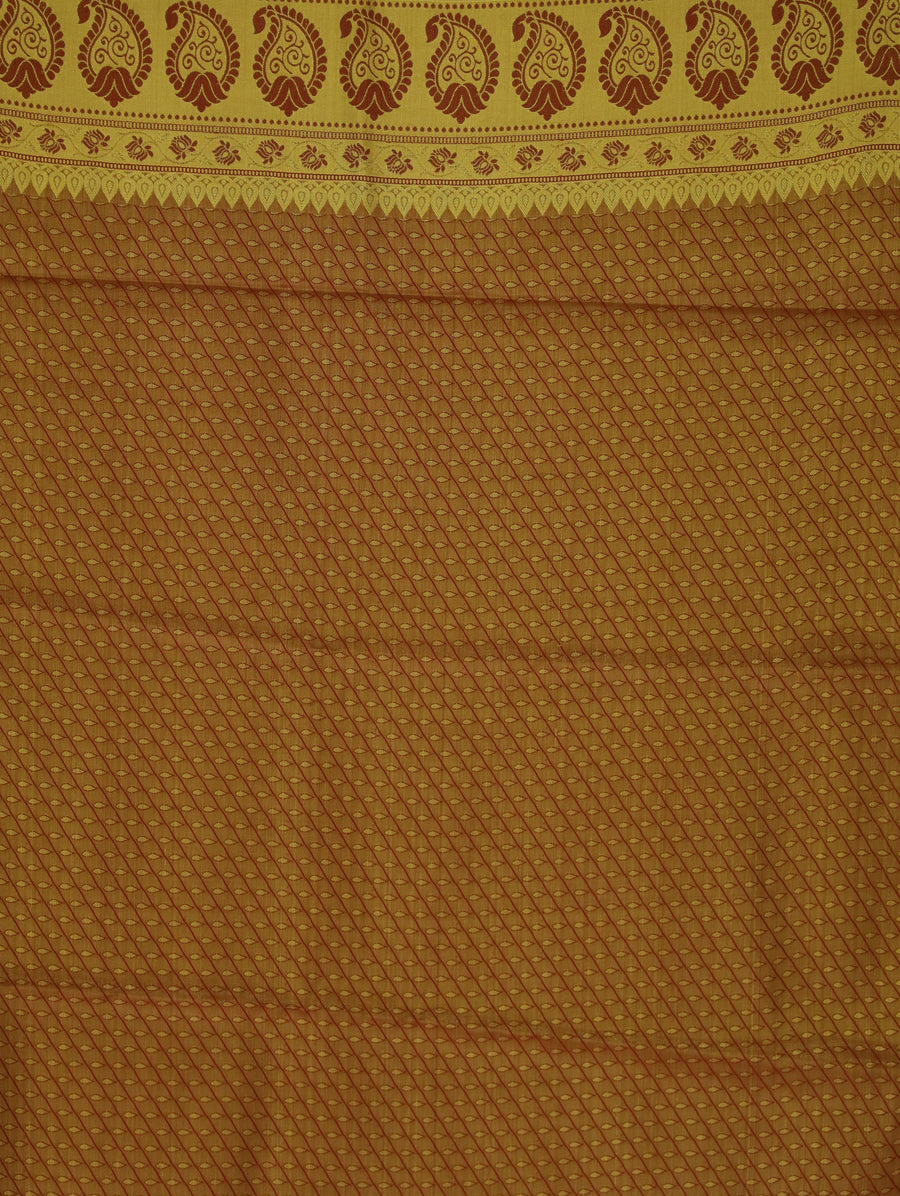 Champagne Gold Dharmavaram Inspired Semi Silk Saree with Wide Wide Contrast Border