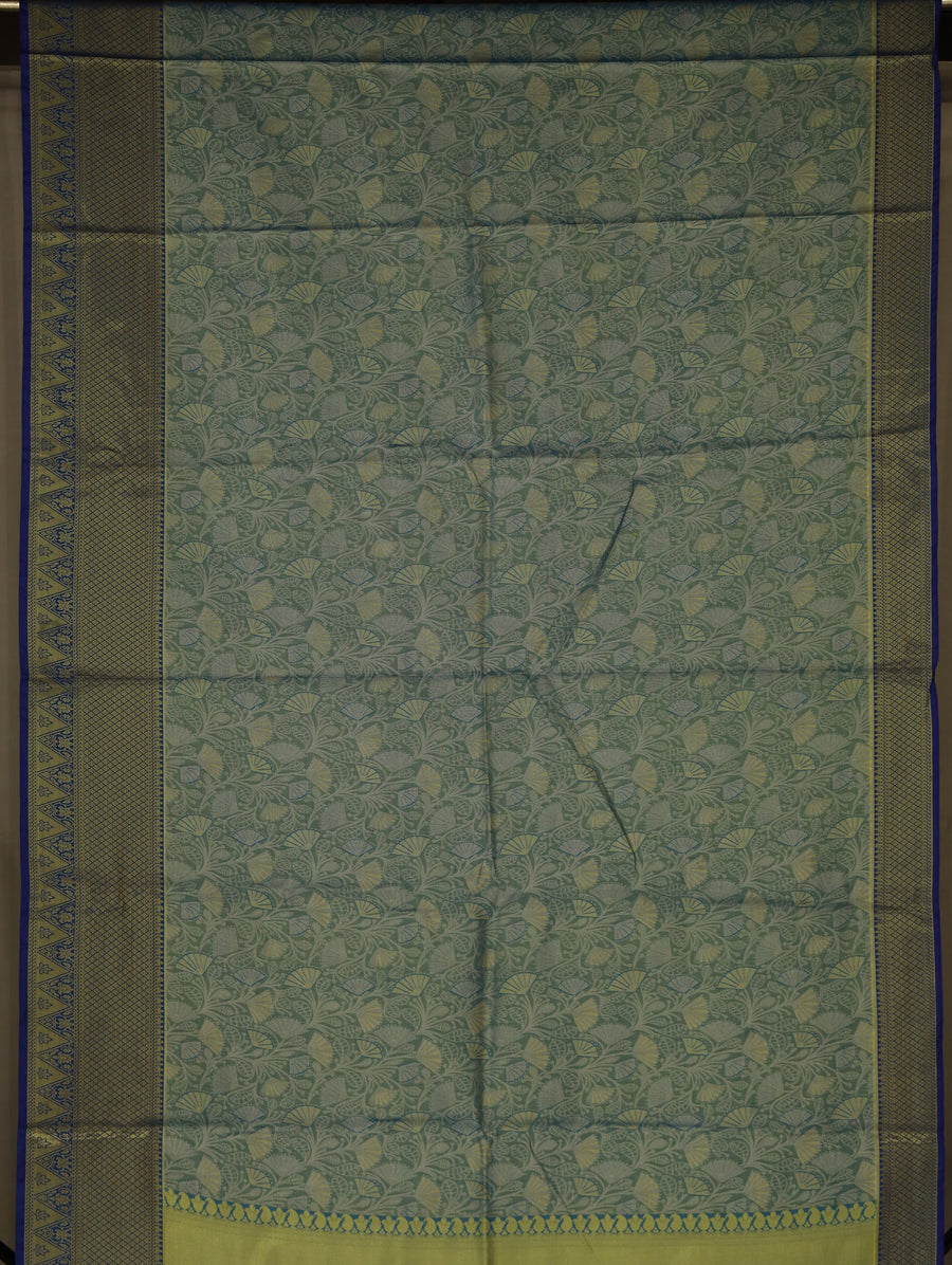 Sage Green Dharmavaram Inspired Semi Silk Saree with Medium Medium Contrast Border