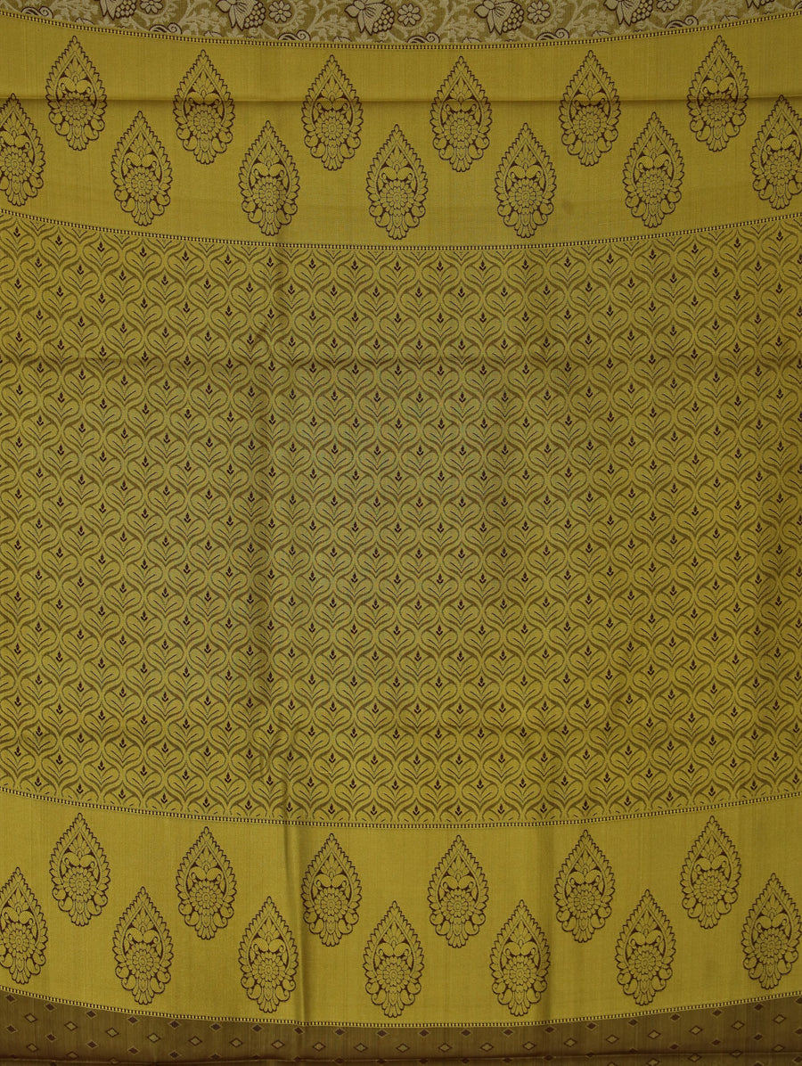 Mustard Gold Mysore Inspired Semi Silk Saree with Wide Wide Contrast Border