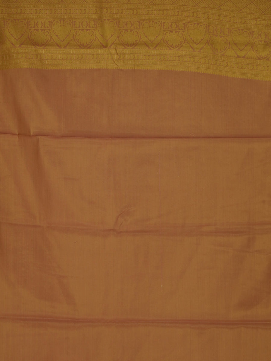 Golden Sunrise Kanchipuram Inspired Semi Silk Saree with Wide Wide Contrast Border