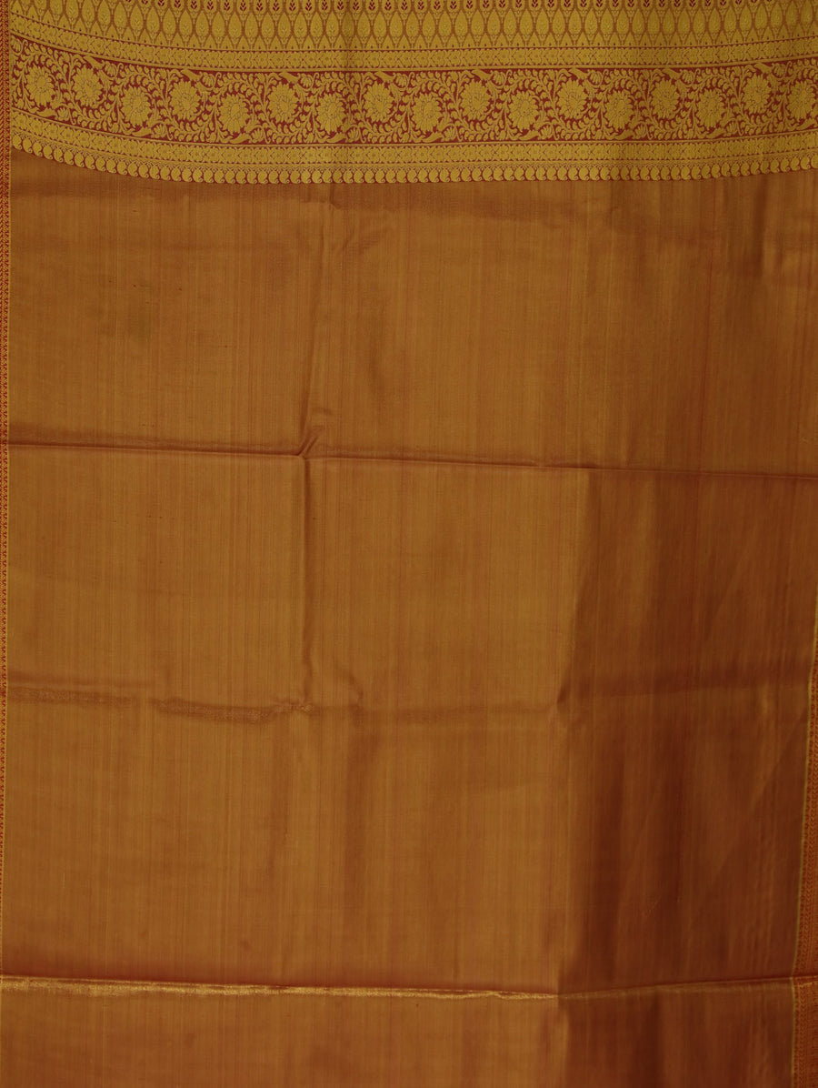 Champagne Gold Dharmavaram Inspired Semi Silk Saree with Wide Wide Contrast Border
