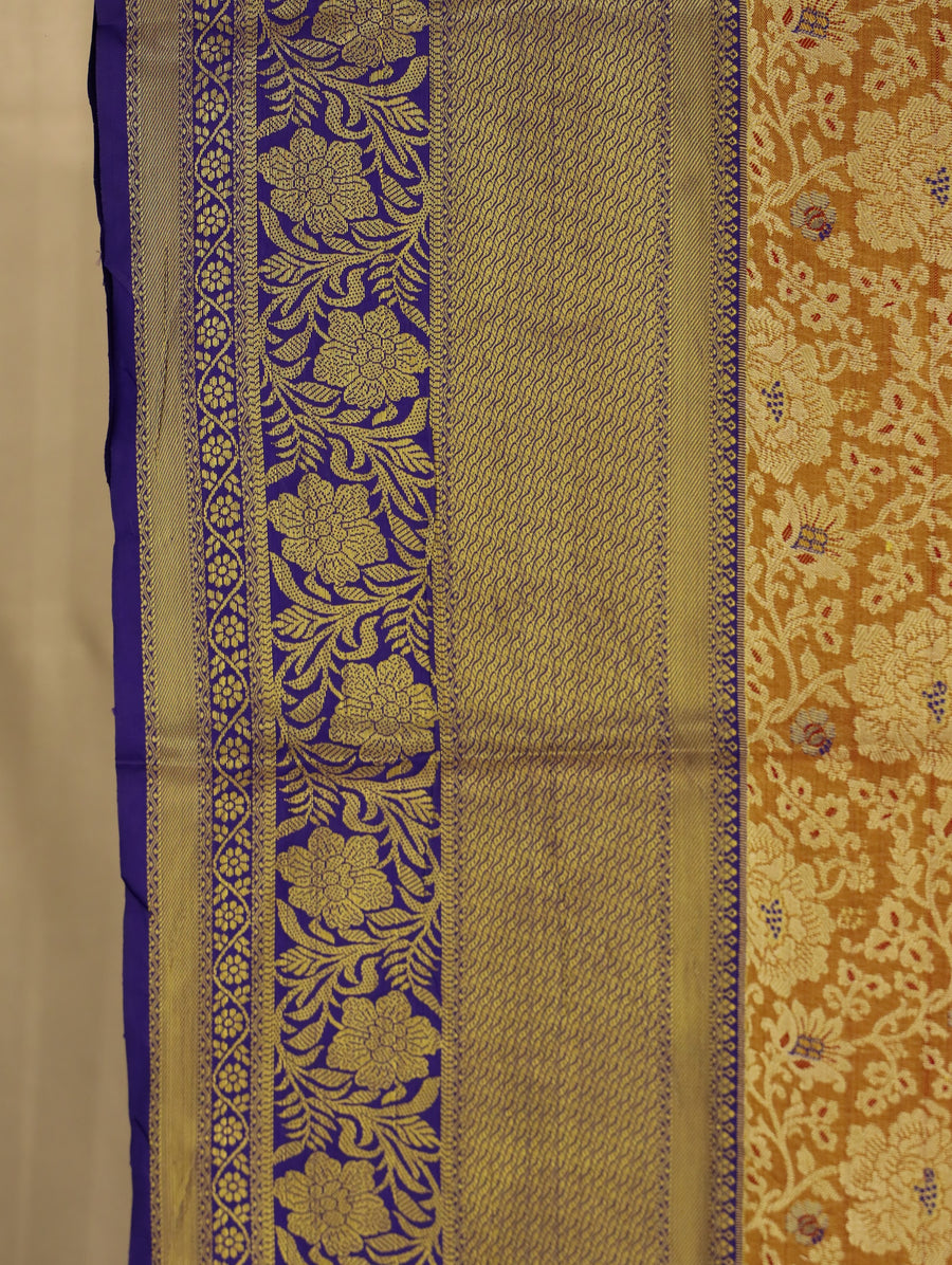 Soft Taupe Dharmavaram Inspired Semi Silk Saree with Wide Wide Contrast Border