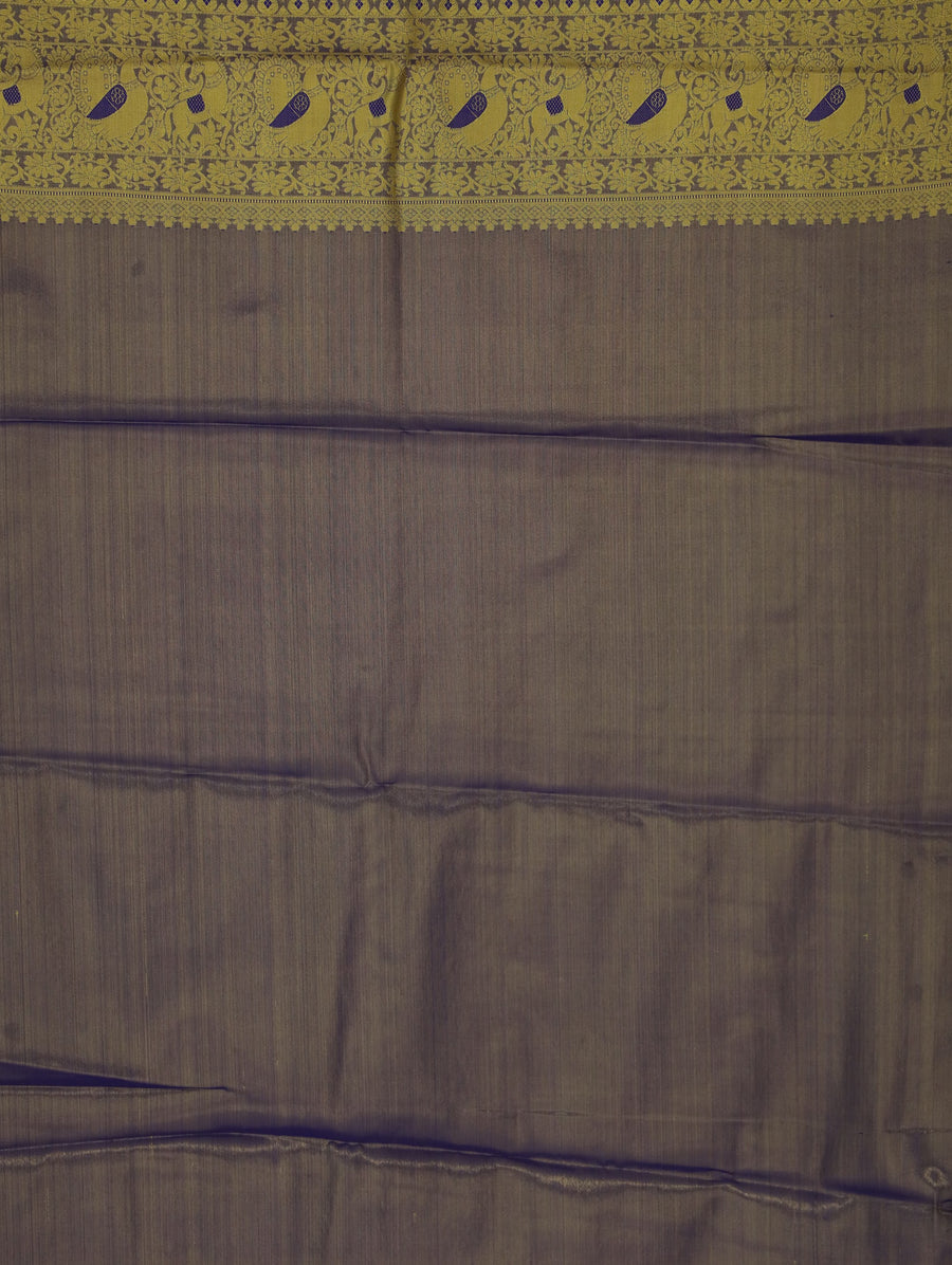 Olive Green Dharmavaram Inspired Semi Silk Saree with Medium Medium Contrast Border