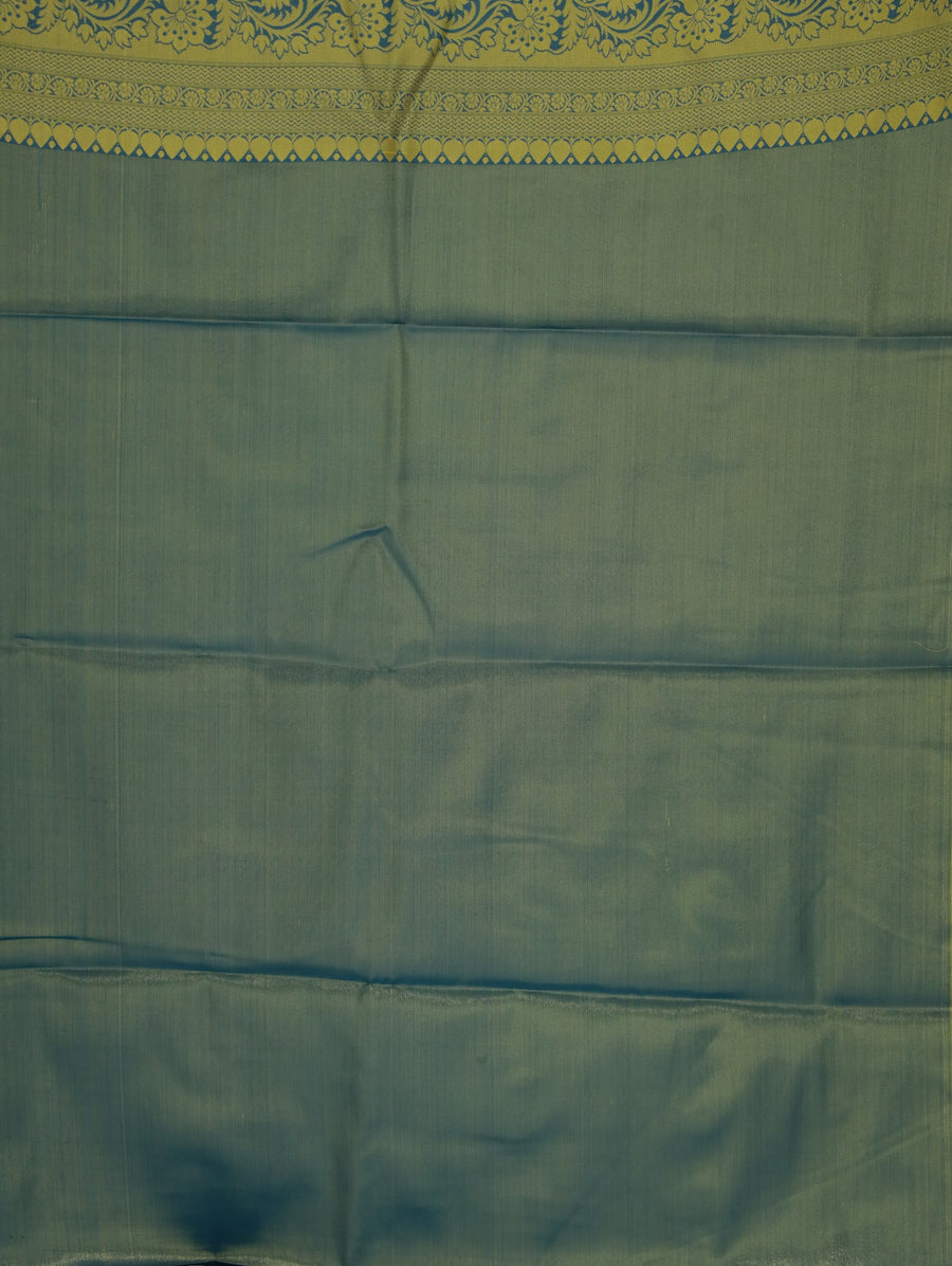 Seafoam Green Kanchipuram Inspired Semi Silk Saree with Medium Medium Contrast Border