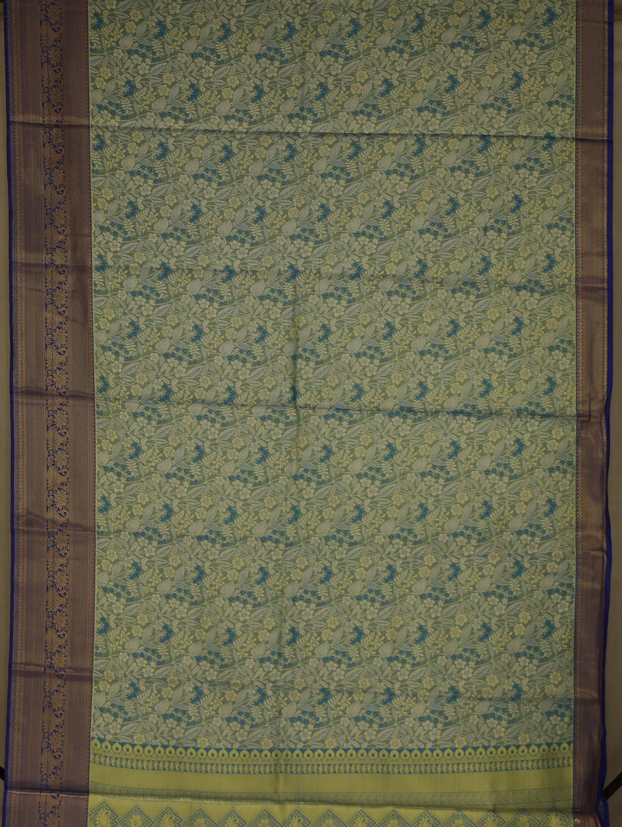 Moss Green Uppada Inspired Semi Silk Saree with Medium Medium Contrast Border