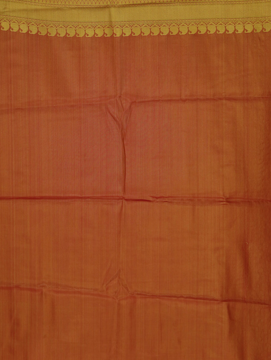 Champagne Gold Kanchipuram Inspired Semi Silk Saree with Wide Wide Contrast Border
