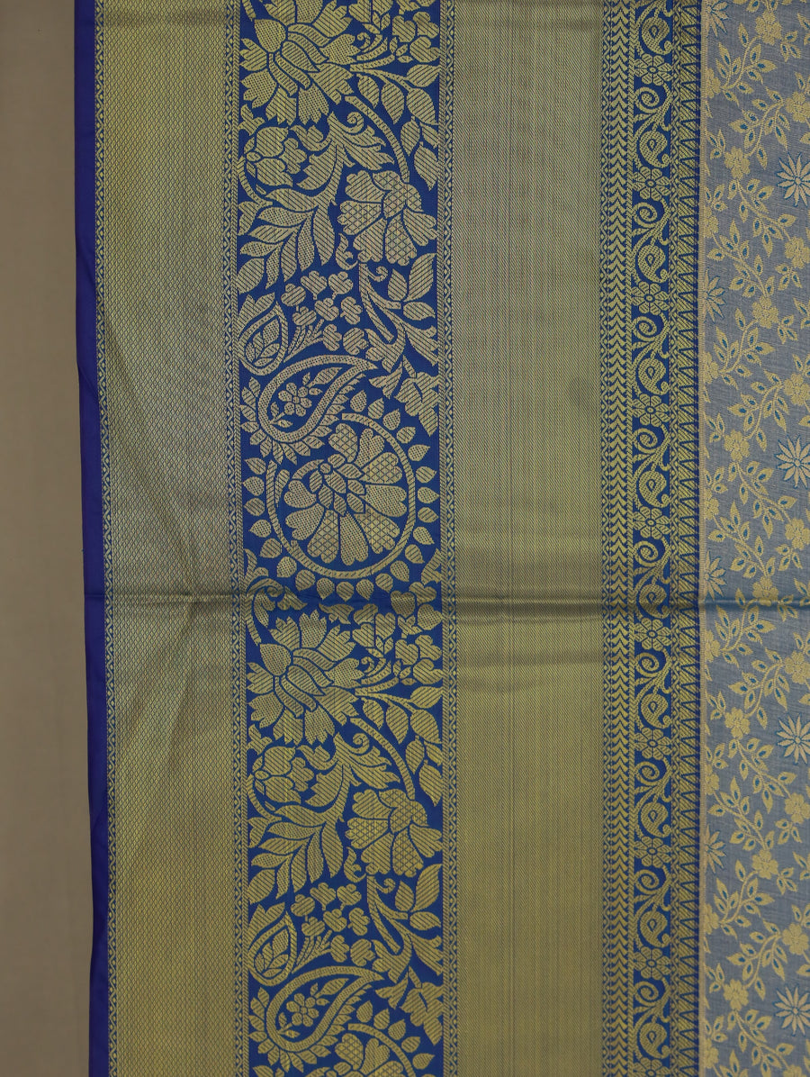 Misty Blue Dharmavaram Inspired Semi Silk Saree with Wide Wide Contrast Border