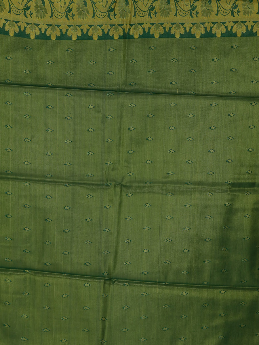 Olive Green Uppada Inspired Semi Silk Saree with Medium Medium Contrast Border