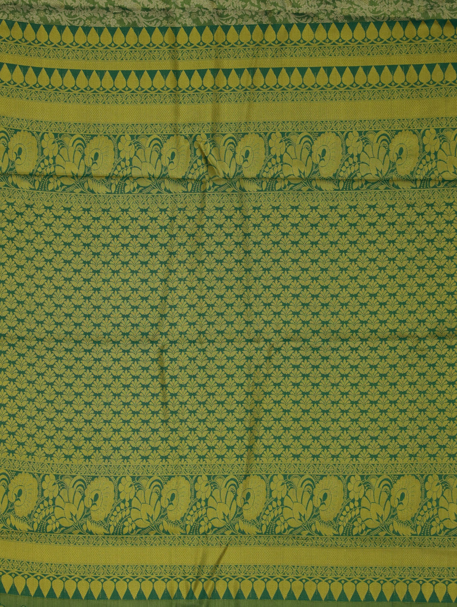Emerald Green Kanchipuram Inspired Semi Silk Saree with Medium Medium Self Border