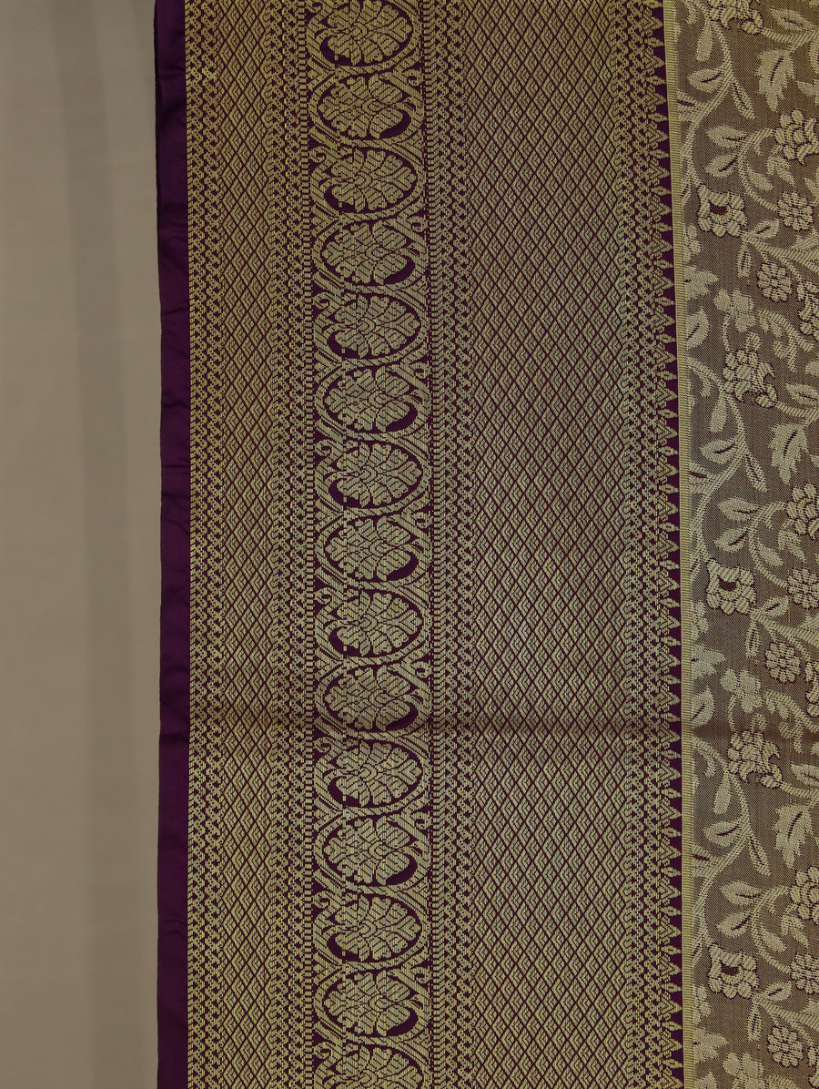 Champagne Gold Dharmavaram Inspired Semi Silk Saree with Medium Medium Contrast Border