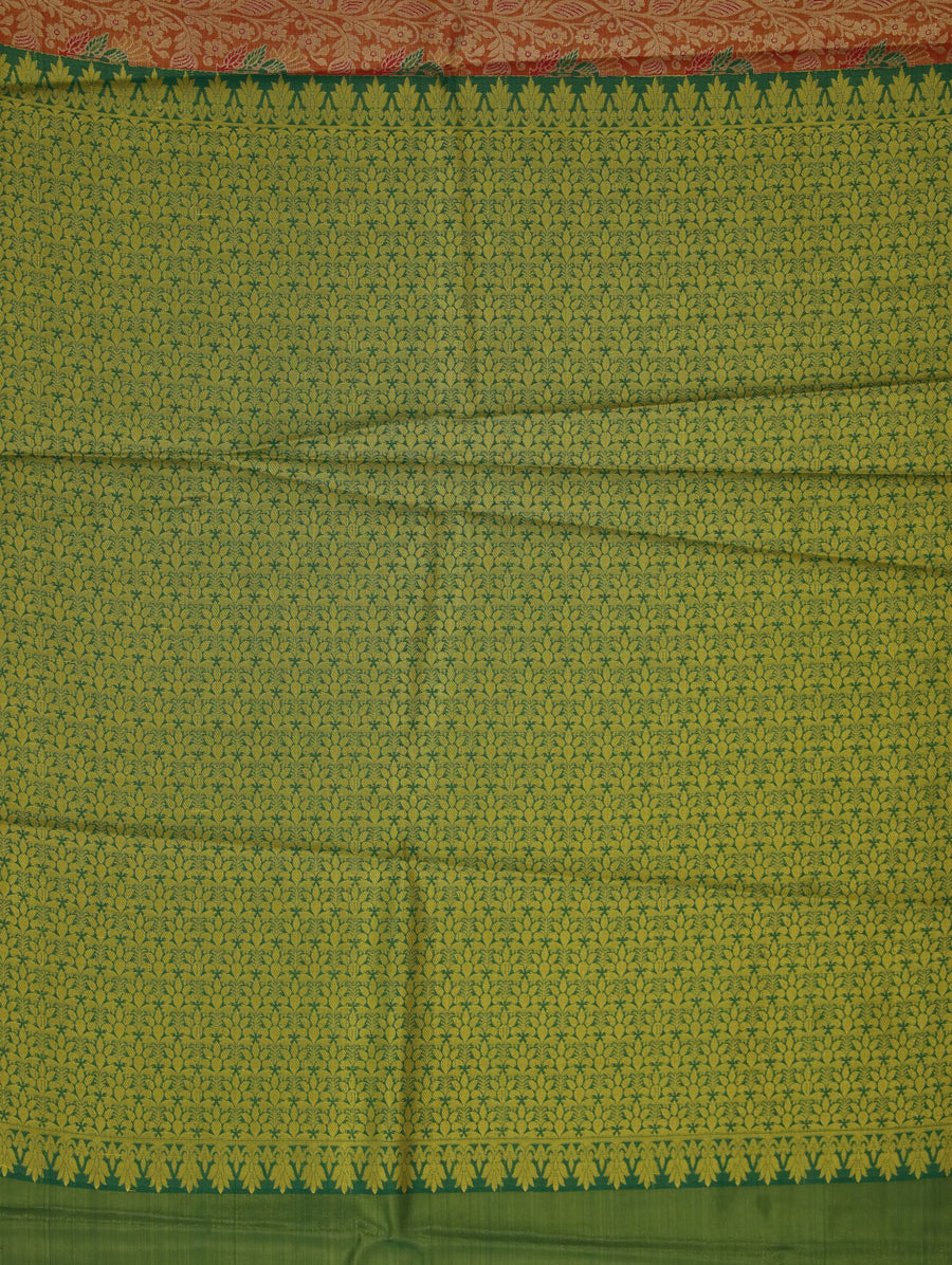 Meadow Green Dharmavaram Inspired Semi Silk Saree with Medium Medium Contrast Border